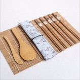 Ensemble parfait de machine à sushis en bambou, tapis roulant carbonisé pour kit de fabrication de sushis pour débutants résistant à la moisissure
