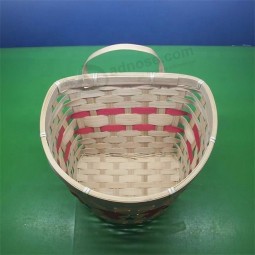 Cesta de bambu artesanal, tecido à mão, cesta de bambu redonda natural e café
