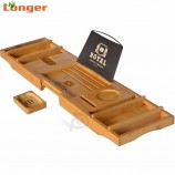 natural bamboo bathtub shelf for holding pad / phone / toiletries on bathroom LG-cc095