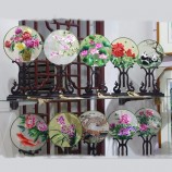 chinfun pure zijde handgemaakte borduurwerk antieke ambachtelijke stand ventilator
