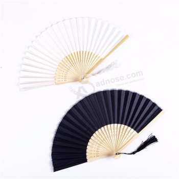Chinese Style Hand Held Fan Blank Silk Cloth Bamboo Folding Craft DIY Decor