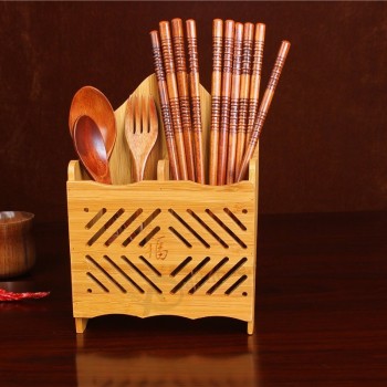 Spot en gros de haute qualité baguettes en bambou cage baguette boîte double rangée baguettes en bambou égouttoir