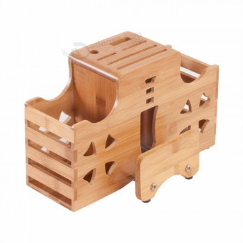 jaula de palillos de bambú para el hogar soporte de tabla de cortar de madera multifunción vajilla de cocina estante de almacenamiento portacuchillas