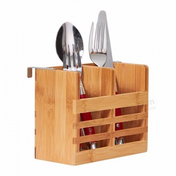 Оптовая двойной ряд держатель для посуды бамбука палочки для еды ложка клетка Box кухонная утварь столовые пр