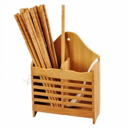 Double Row Bamboo Chopstick Basket Holder Hanging Cage Tableware Dinner Service Organizer Utensil Drying Rack