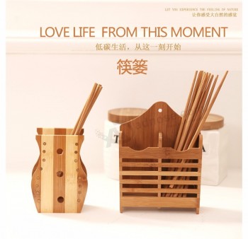 Soporte de cesta de palillos de bambú de doble fila jaula colgante vajilla servicio de cena organizador utensilio tendedero