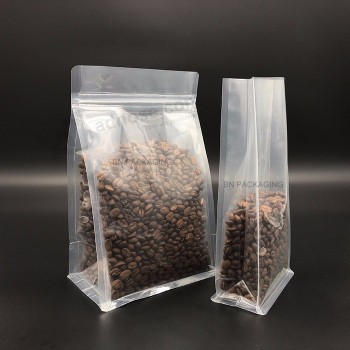 Sac d’emballage imperméable en nylon imprimé personnalisé avec fermeture éclair en plastique pla sachets de thé de thé au café transparent