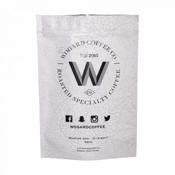Impression de sac d’emballage de café en plastique avec logo personnalisé 250g avec valve