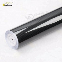 Carbins 6D Habillage en vinyle de fibre de carbone noir brillant Feuille de couverture auto-adhésive amovible pour porte, table, bureau, ordinateur,