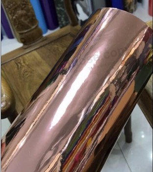 Haute Qualité 1.52x30m Adhésif Voiture Wrap Autocollant Rose Gold Miroir Chrome Vinyle Film