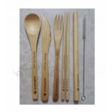 Ensembles de voyage en bambou naturel / Cuillère et fourchette en bambou / Pailles en bambou (Sandy 0084587176063 WS)