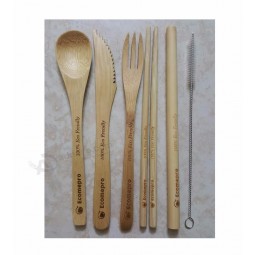 Ensembles de voyage en bambou naturel / Cuillère et fourchette en bambou / Pailles en bambou (Sandy 0084587176063 WS)