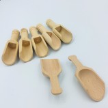 Eco natural small size sugar bath salt scoop tea coffee spoon free engraved logo with short wood handles