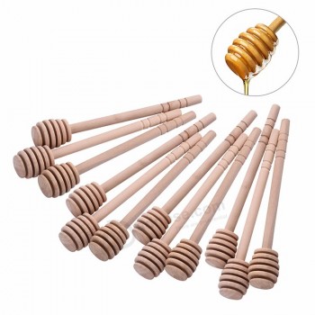 Vente en gros naturel personnalisé logo touillette à café Honey Dipper Logo personnalisé cuillère à miel en bois pour le thé