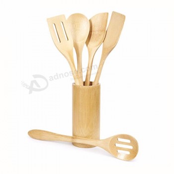 Ensemble de cuillères de cuisine en bois de bambou naturel de crème glacée naturelle de haute qualité
