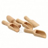 Vente en gros petite cuillère de buffet de bonbons en bois de bambou court mesurant mini cuillères en bois plates pour sels de bain