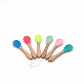 competitive price food grade silicone bamboo baby spoons