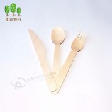 Couverts jetables biodégradables, fourchette, bois, cuillère, couteau