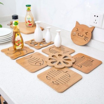Sous-verres carrés en bambou, sets de table, coussin d’isolation thermique épaissi sur mesure