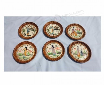 handmade rattan Mat coasters Tea coffee drinks Pot cushion Pad teapot (sandy 0084587176063 WS)