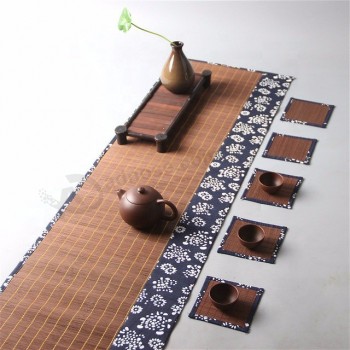 Stoviglie di bambù Sottobicchieri fatti a mano da tavola Kungfu Set da tè Tovagliette Tappetino da tè Cuscini isolanti Accessori Tovaglietta di bambù
