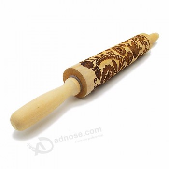 Le motif profond rend délicieux outil de cuisson de cuisine 3D gadget de cuisine pour les enfants délicieux Rouleau à pâtisserie de biscuits en bois