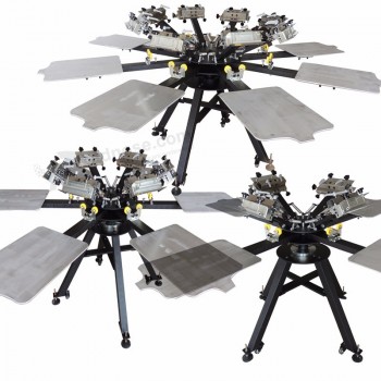 Usine vendre micro enregistrement manuel double palette en aluminium rotative T shirt 4-6-8 machine de sérigraphie couleur