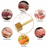Attendrisseur de viande de bambou, pour attendrir le steak Boeuf Poulet Porc, Marteau maillet à viande robuste et outil de livre, Bambou