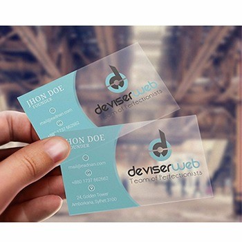 2020 haute qualité en plastique transparent PVC carte de visite / impression de carte de visite en pvc