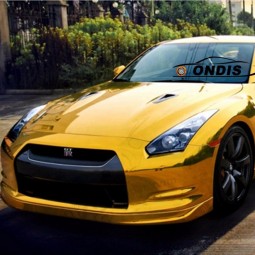 Hot verkoop 1.52 * 28m PVC auto vinyl wrap gouden spiegel chroom stickers voor auto's