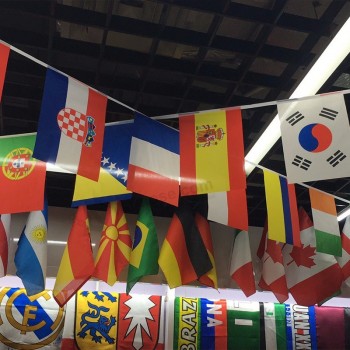 Usine ignifuge événement temps blanc petit carré gâteau nid d’ange sécurité accrocher drapeau bannière / chaque pays String Flags