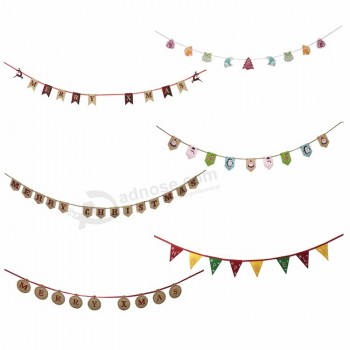 Fête à la maison suspendu personnalisé Noël tissu décoratif Bunting Flags Banner