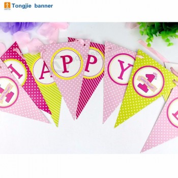 custom happy birthday banners bunting flag banners for party decoration