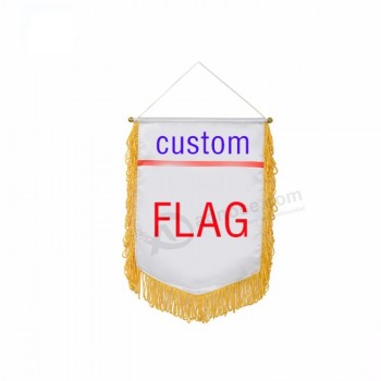 Nuevo diseño de la bandera de intercambio de la bandera del club de fútbol con banderas de fieltro impresas con borlas para su evento