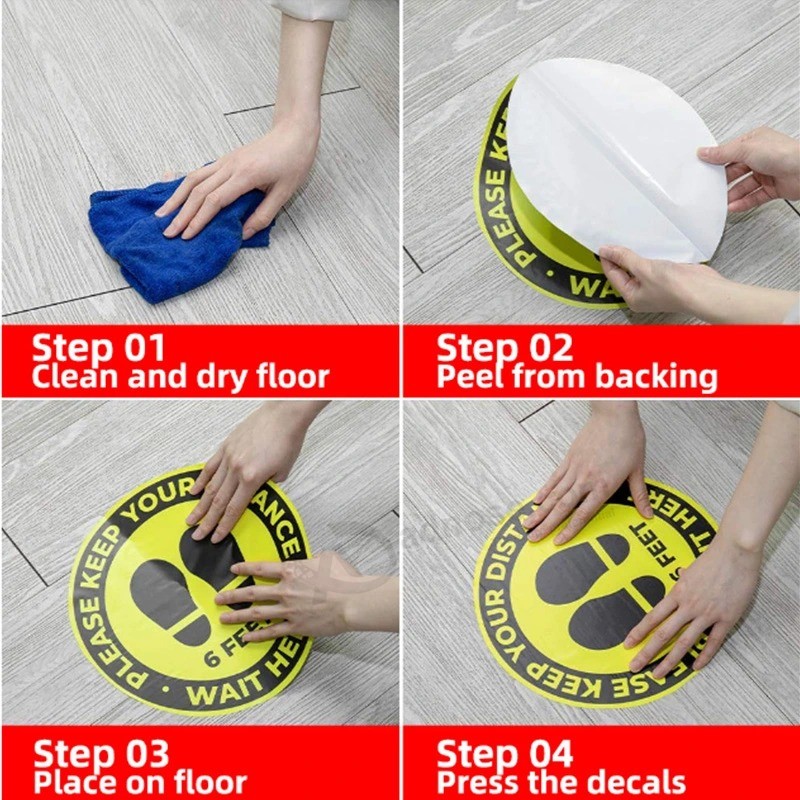 Attendere Rotolo adesivo per pavimento per Social Sign Distanziare il pavimento