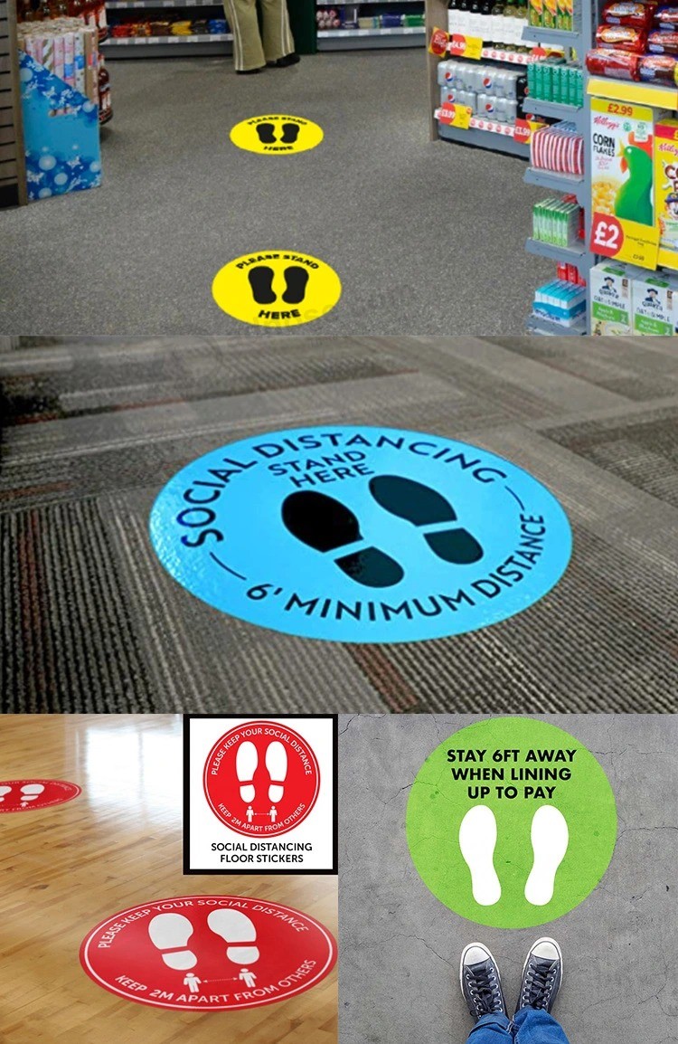 Social distance Keep your Distance Non slip Stand here Floor Stickers