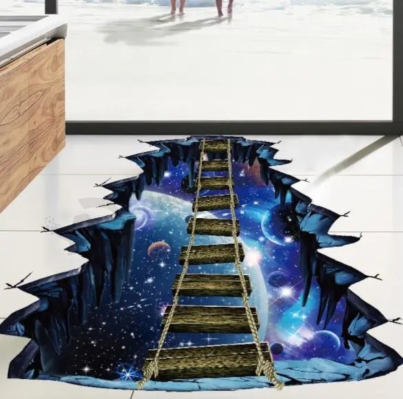 Milieuvriendelijke PVC-universum Planeet vloer Sticker toilet Woondecoratie