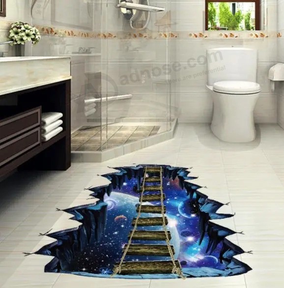 Eco-Friendly PVC Universe Planet Floor Sticker Toilet Home Decoration