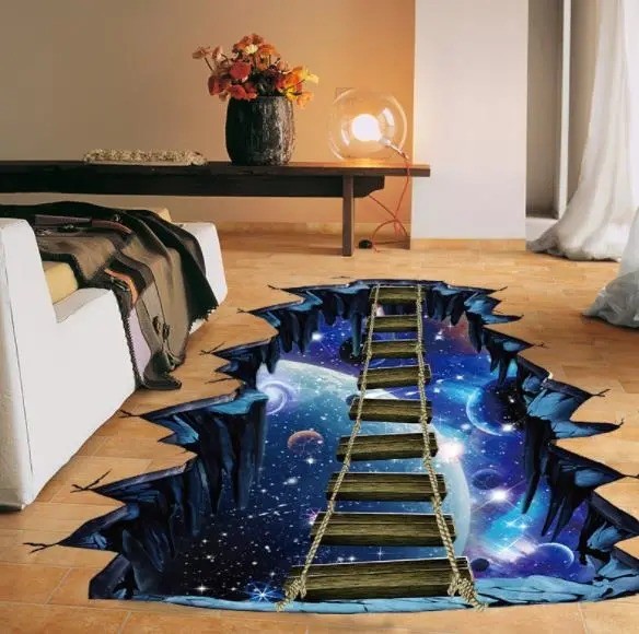 Eco-Friendly universo PVC planeta adesivo chão banheiro decoração