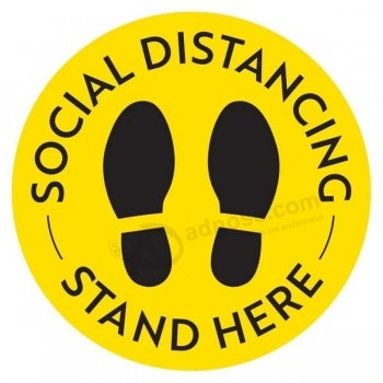 Autocollant de sol en vinyle PVC imperméable à l’eau personnalisé Gardez une distance de 6 pieds