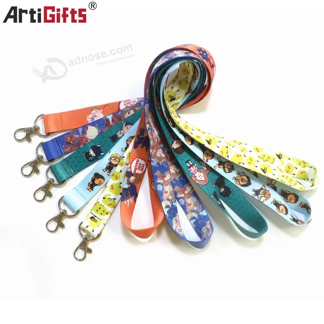 Wholesale factory Price printed ID card Holder customized Individual colorful Woven nylong Heat transfer Lanyard with High Quality