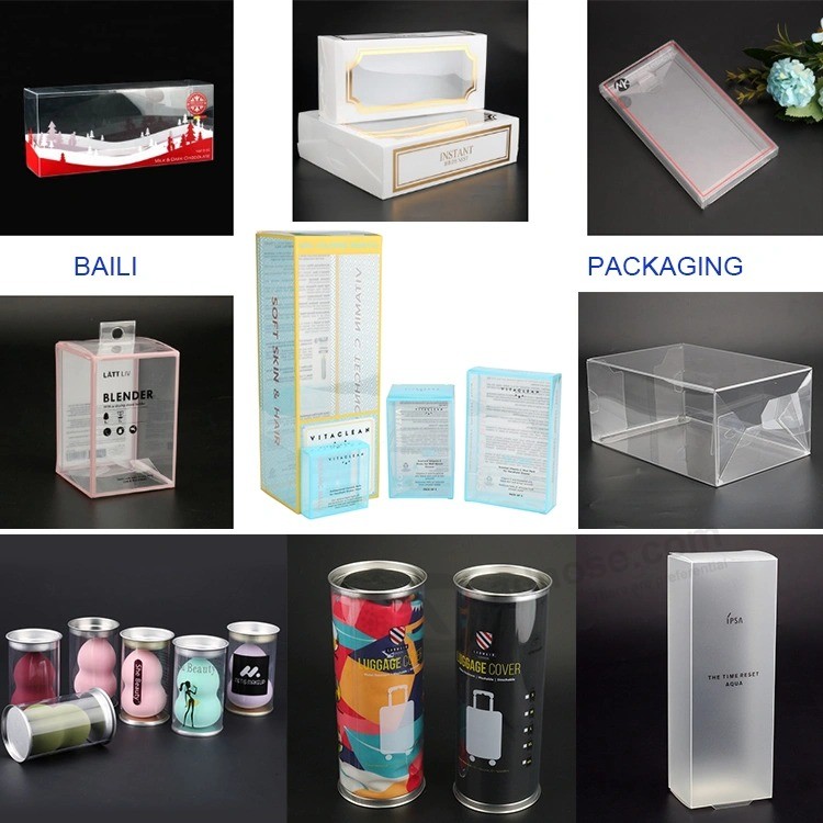 Pacote de cabelo comprido personalizado em PVC transparente / caixa de embalagem de plástico para animais de estimação