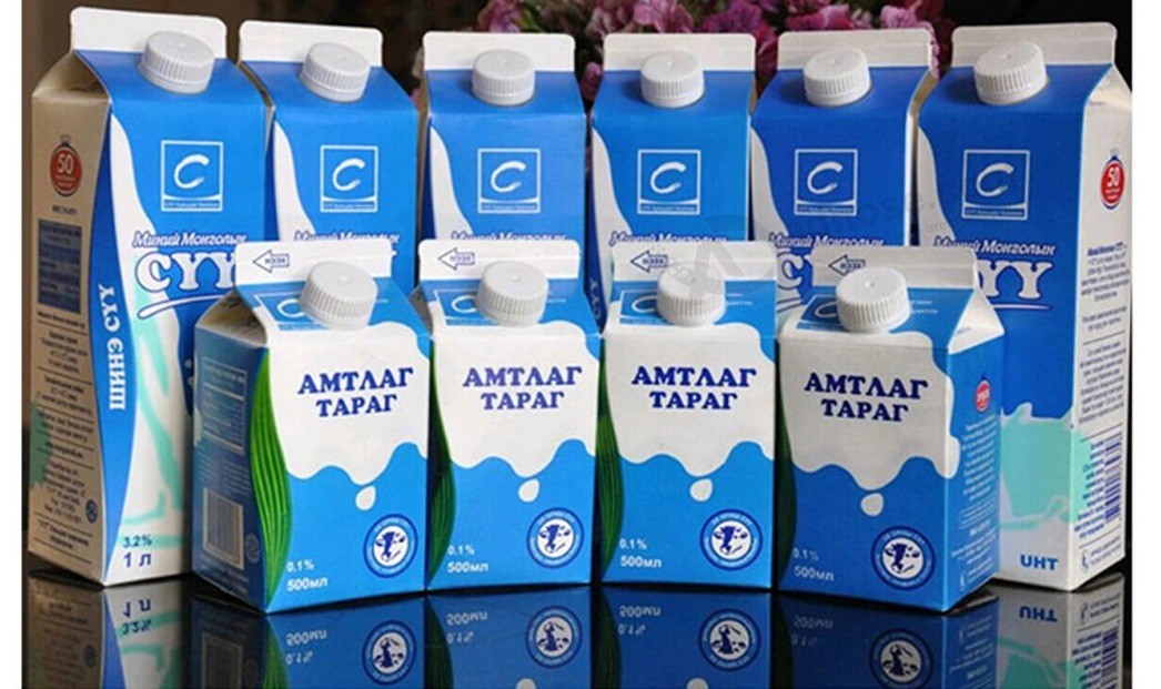 Caja de cartón de embalaje de leche de jugo de agua de comida líquida aséptica superior a dos aguas
