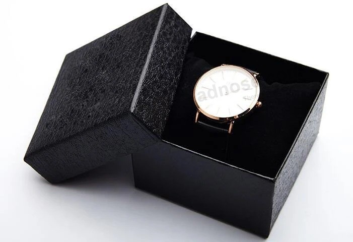 Caja de reloj del regalo del papel del tablero de la cubierta del modelo de Lichee, caja de embalaje del reloj
