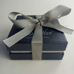 customized high quality packing paper Box with ribbon closure for promotion