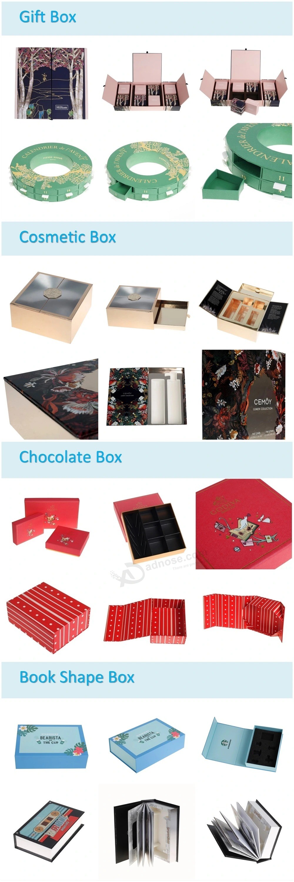 맞춤형 고급 인쇄 선물 포장 상자 (삽입 포함)