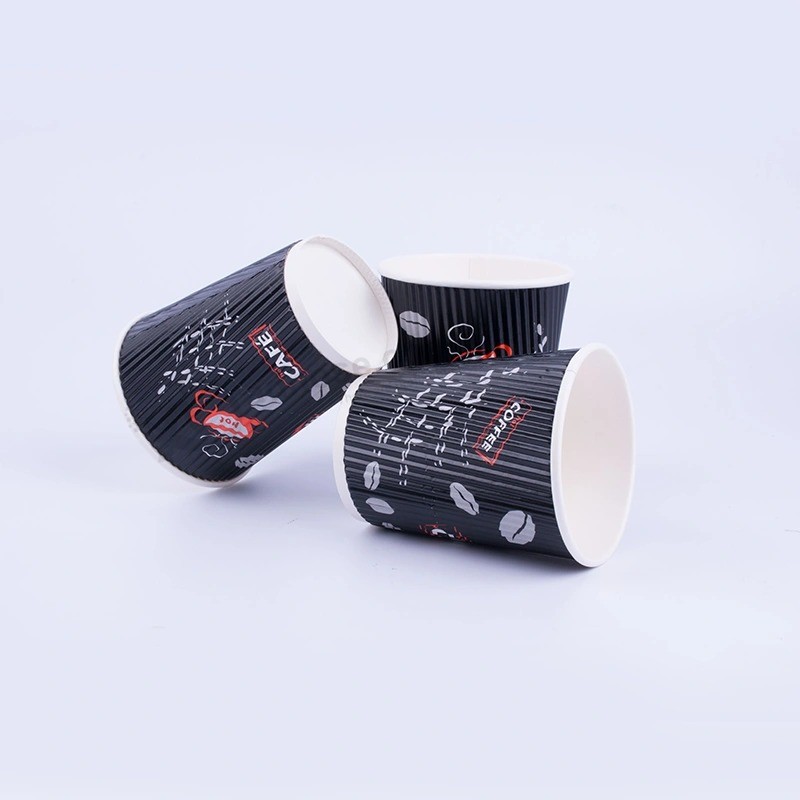 Taza de papel de café caliente de tamaño pequeño impresa personalizada con ondulación