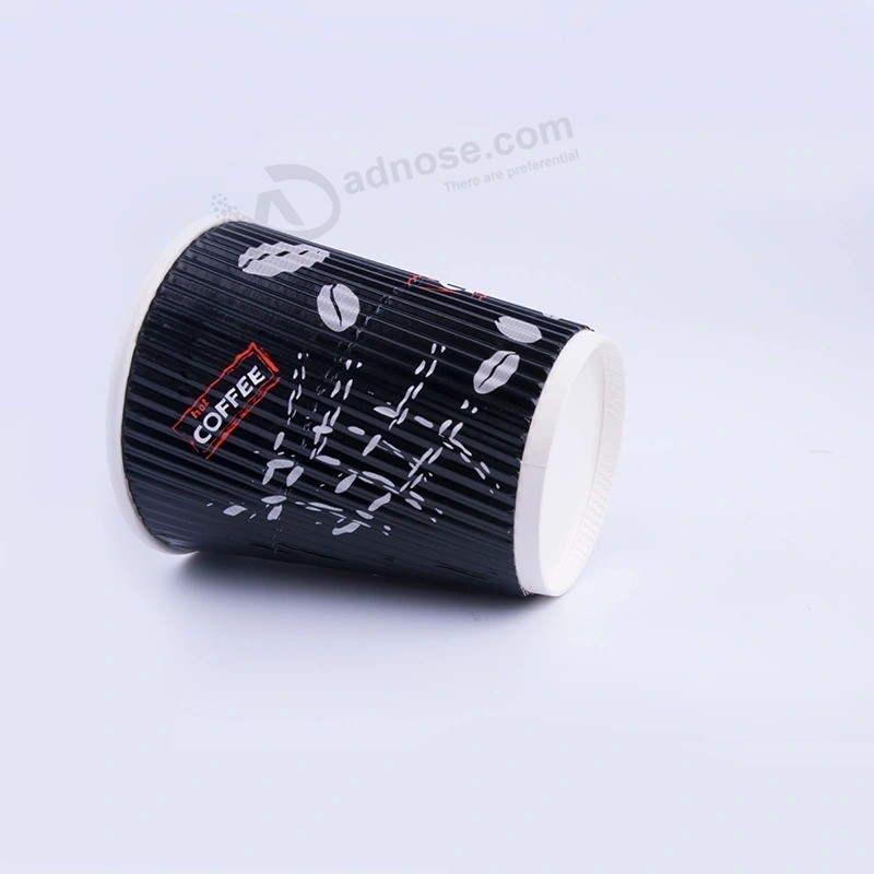Bicchiere di carta per caffè caldo di piccole dimensioni con stampa personalizzata con ondulazione