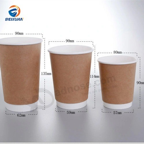Tazze di carta da caffè usa e getta a doppio strato stampate con logo personalizzato