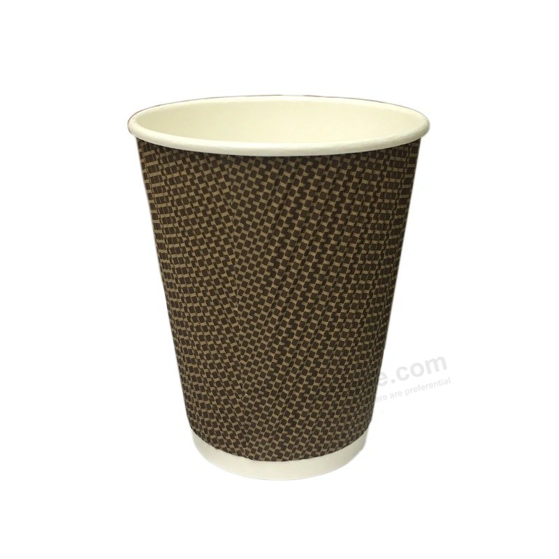음료를위한 주문 로고 처분 할 수있는 크래프트 평야 잔물결 종이 커피 잔을 인쇄하는 Flexo